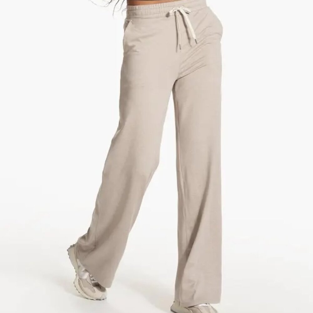 Vuori Wide Leg Drawstring Track Pants in Light Beige